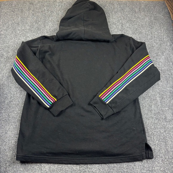 VICTORIA’S SECRET PINK Women’s Black w/Rainbow Hoodie Sweatshirt size: Large - Picture 2 of 5